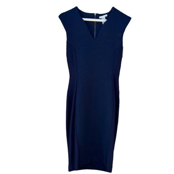 H&M Navy Blue Sleeveless Ribbed Dress Size Small - Picture 1 of 4